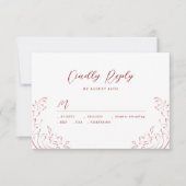 Rosa Sketched Vintage Blüh Wedding RSVP Karte (Vorderseite)