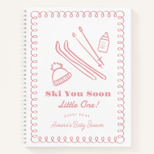 Rosa Ski Dich Bald Kleiner Junge Baby Shower Gäste Notizblock
