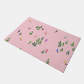 Rosa Skifahrer Ski Eröffnung Weihnachts-Skiurlaub Fußmatte (Schrägansicht)