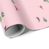 Rosa Skifahrer Ski Eröffnung Weihnachts-Skiurlaub Geschenkpapier (Rolleneckpunkt)