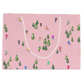 Rosa Skifahrer Ski Eröffnung Weihnachts-Skiurlaub Große Geschenktüte (Rückseite)