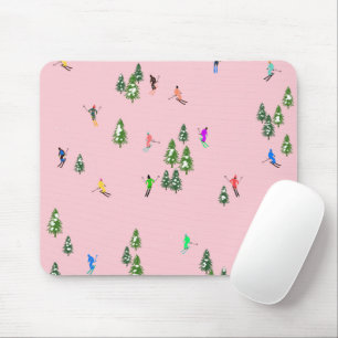Rosa Skifahrer Ski Eröffnung Weihnachts-Skiurlaub Mousepad
