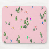 Rosa Skifahrer Ski Eröffnung Weihnachts-Skiurlaub Mousepad (Vorne)