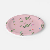 Rosa Skifahrer Ski Eröffnung Weihnachts-Skiurlaub Pappteller (Schrägansicht)