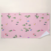 Rosa Skifahrer Ski Eröffnung Weihnachts-Skiurlaub Strandtuch (Vorderseite)