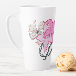 Rosa skizzierter Blumenstrauß Milchtasse