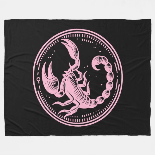 Rosa Skorpion Astrologie Zodiac Sign Skorpio Fleecedecke (Vorderseite (Horizontal))