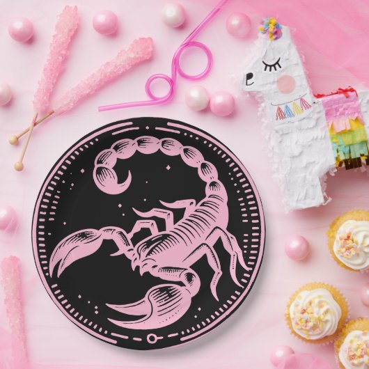 Rosa Skorpion Astrologie Zodiac Sign Skorpio Party Pappteller (Party)