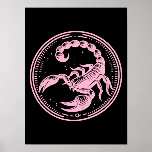 Rosa Skorpion Astrologie Zodiac Sign Skorpio Poster (Vorne)
