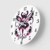 Rosa Skorpion Astrologie Zodiac Sign Skorpio Runde Wanduhr (Winkel)