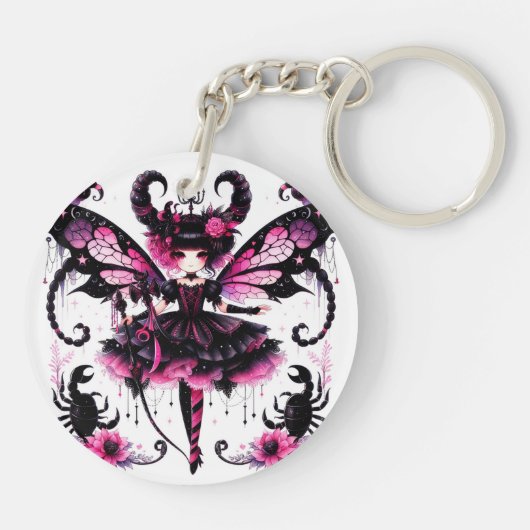 Rosa Skorpion Astrologie Zodiac Sign Skorpio Schlüsselanhänger (Rückseite)