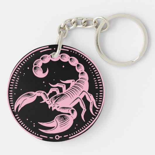 Rosa Skorpion Astrologie Zodiac Sign Skorpio Schlüsselanhänger (Rückseite)