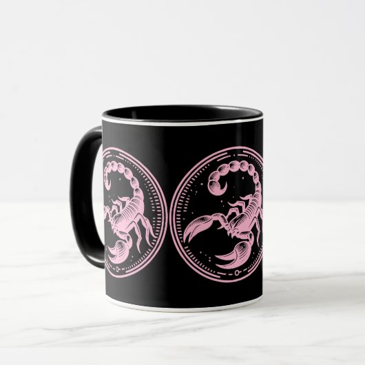 Rosa Skorpion Astrologie Zodiac Sign Skorpio Tasse (Vorderseite Links)