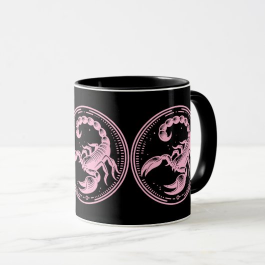 Rosa Skorpion Astrologie Zodiac Sign Skorpio Tasse (VorderseiteRechts)