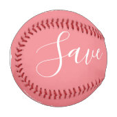 Rosa Skript Herz Save-the-Date-Karten Baseball (Vorderseite Links)