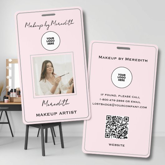 Rosa Skript-Logo-Foto-Make-up-Logo-QR-Code B Ausweis