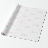 Rosa Skript Name Mädchenhaft Elegant Geschenkpapier (Ungerollt)