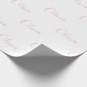 Rosa Skript Name Mädchenhaft Elegant Geschenkpapier (Ecke)