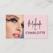 Rosa Skript-Social-Icon QR-Code Foto-Make-up Visitenkarte (Vorderseite)