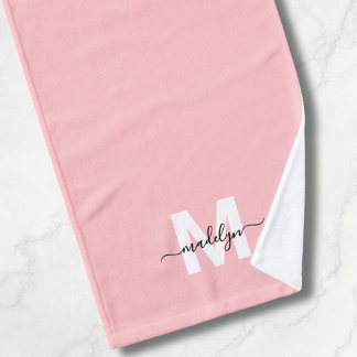 Rosa Skriptname Monogram Handtuch