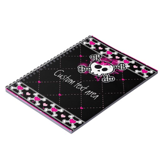 Rosa Skull Crossbones & Hearts Notebook-Journal Notizblock (Linke Seite)