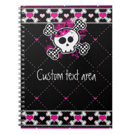 Rosa Skull Crossbones & Hearts Notebook-Journal Notizblock