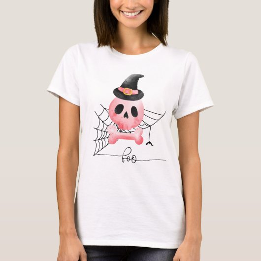 Rosa-Skull Halloween T-Shirt (Vorderseite)