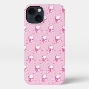 rosa Skull und Crossbones Muster iPhone 13 Hülle