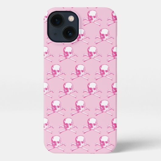 rosa Skull und Crossbones Muster iPhone Hülle (Rückseite)