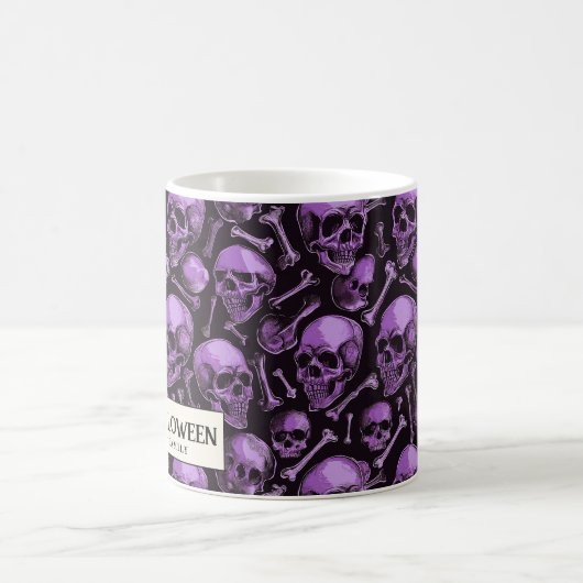 Rosa Skulpturen und schwarze Halloween-Tasse Kaffeetasse (Mittel)