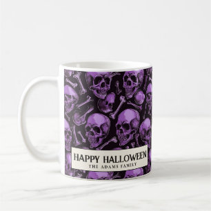Rosa Skulpturen und schwarze Halloween-Tasse Kaffeetasse