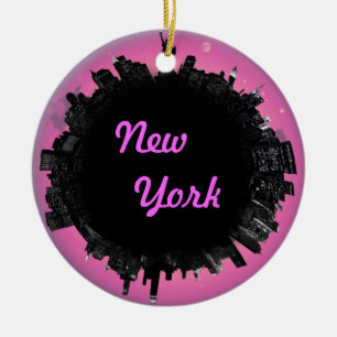 Rosa Skyline New York Keramik Ornament