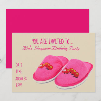 Rosa Slipper Schlummerschläferparty Einladung