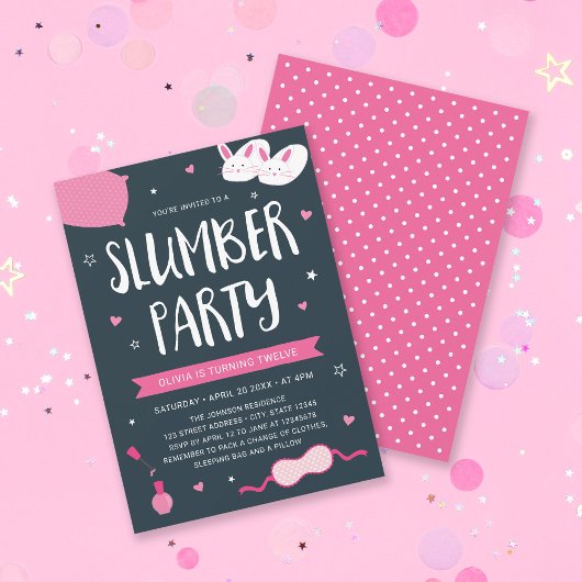 Rosa Slumber Party Geburtstagsfeier Einladung