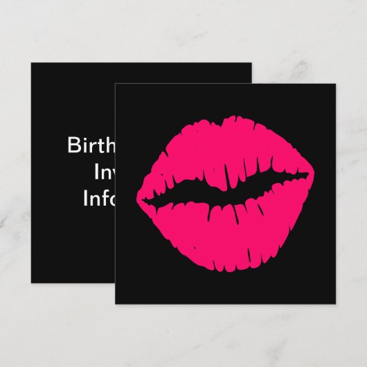 Rosa Smooch Einladung (Vorne/Hinten)