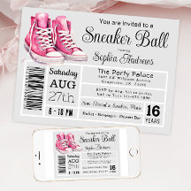 Rosa Sneaker Ball Geburtstagsfeier Schuh Etikett