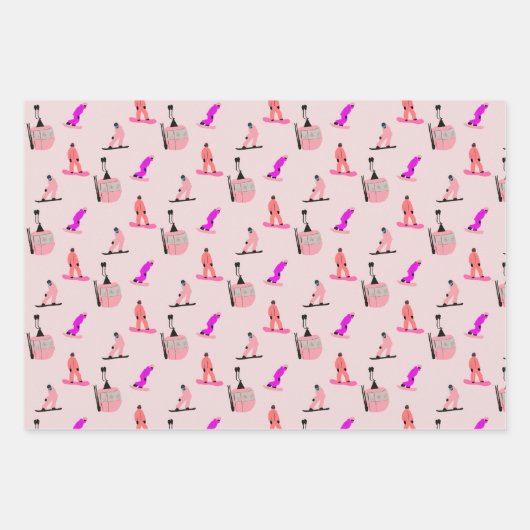 Rosa Snowboard Snowboarden Geschenkpapier Set (Vorderseite 3)