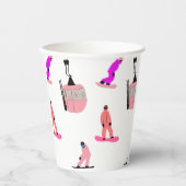 Rosa Snowboard Snowboarden Pappbecher (Vorderseite)