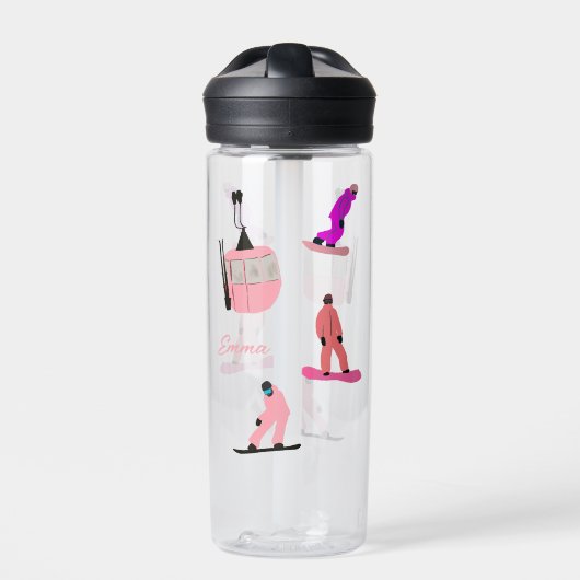Rosa Snowboard Snowboarden Trinkflasche (Vorderseite)