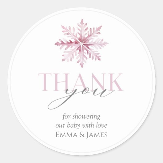 Rosa Snowflake Winter Wonderland Sticker (Vorderseite)