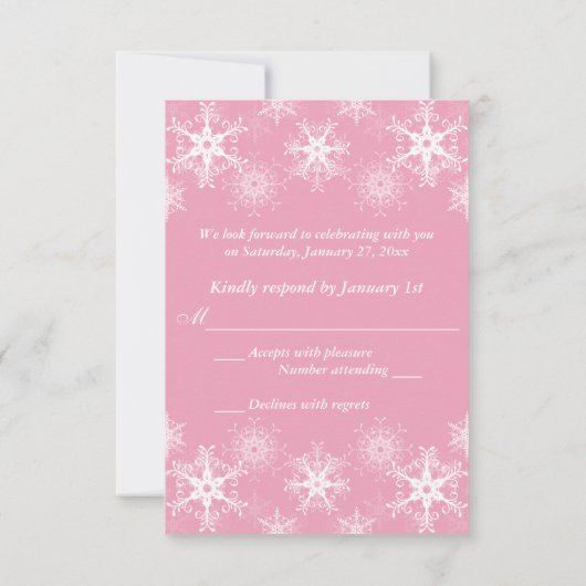 Rosa Snowy Chalkboard Style Wedding RSVP Card Einladung (Rückseite)