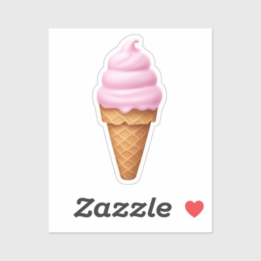 Rosa Soft Serve Ice Cream Emoji Aufkleber (Blatt)