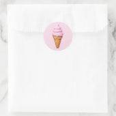Rosa Soft Serve Ice Cream Emoji Runder Aufkleber (Tasche)
