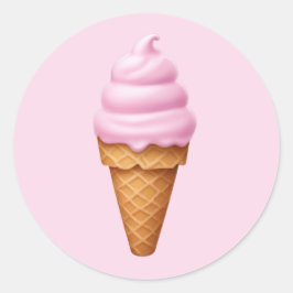 Rosa Soft Serve Ice Cream Emoji Runder Aufkleber