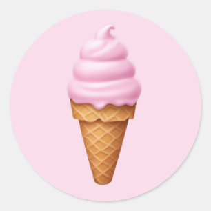 Rosa Soft Serve Ice Cream Emoji Runder Aufkleber