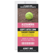 Rosa Softball-Ticket-Geburtstagsfeier