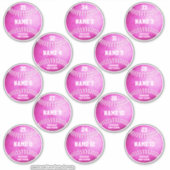 Rosa Softballs Set von 13 Namen von Spielern Aufkleber (Vorderseite)