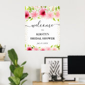 Rosa Sommer Blume Brautparty Willkommen Poster (Heimbüro)