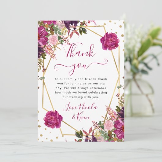 Rosa Sommer-Blume Dankeskarte (Stehend Vorderseite)