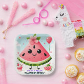 Rosa Sommer eins in einer Melone ersten 1. Geburts Pappteller (Party)